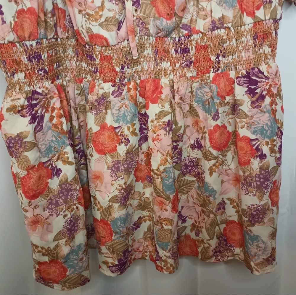 Torrid Milkmaid Top 3X Smocked Puff Sleeve Embroidered Cottage Peasant Boho - Picture 6 of 15